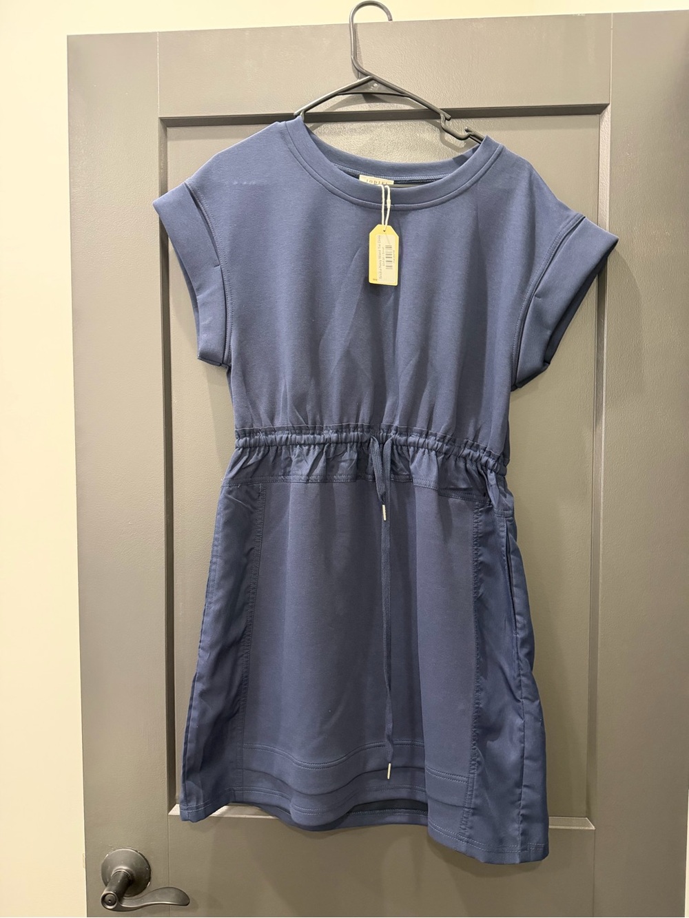 JODIFL Navy Drawstring Waist Casual Dress